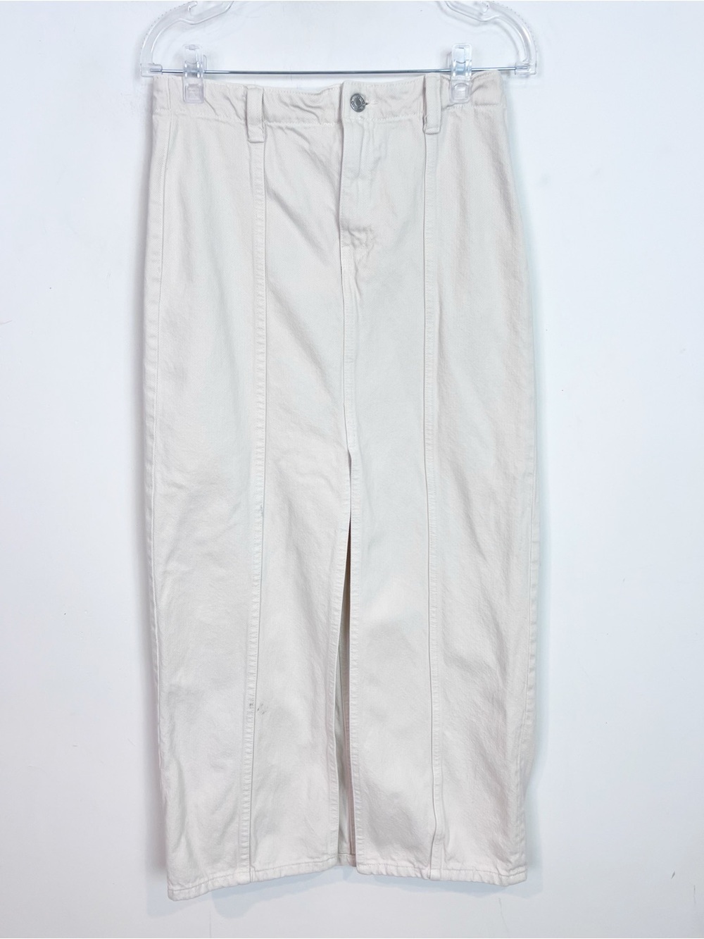 ZARA OFF-WHITE DENIM MAXI SKIRT WITH SLIT WOMENS SZ XS